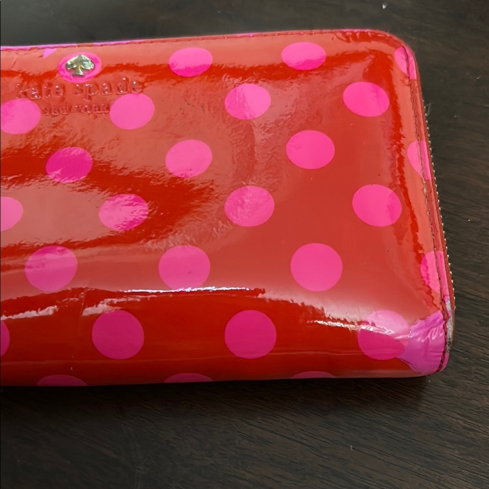 Kate Spade Red and Pink Polka Dot Carlisle Street Lacey Wallet - Picture 7 of 14